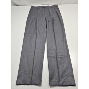 John Alexander Dress Pants Mens 36x32 Gray Wool Pleated Cuffed FLAW